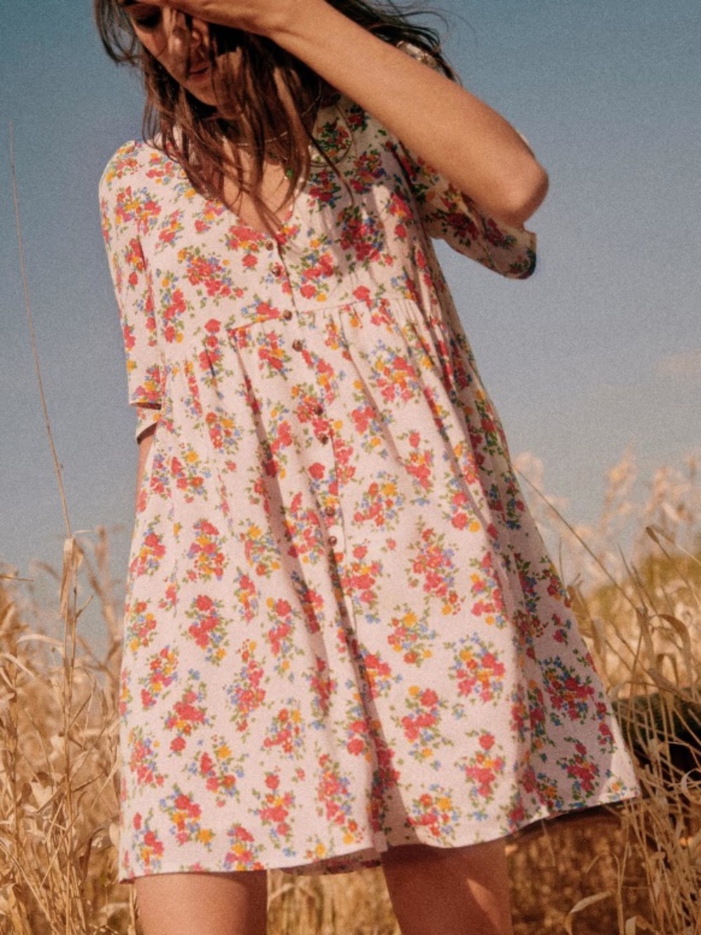 Sézane Melinda Floral Mini Babydoll Dress Size 36 US 4 in Secret Garden Floral